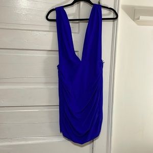 Royal blue plunging neck super down dress